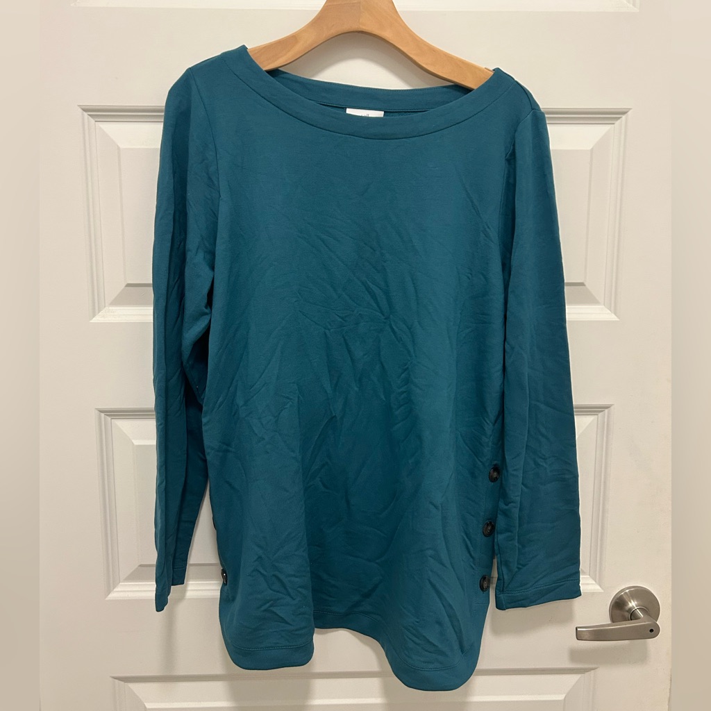 J. Jill Teal Tunic Top With Button Detail